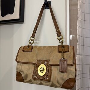 Vintage Coach Peyton Signature Python-Embossed Shoulder Bag